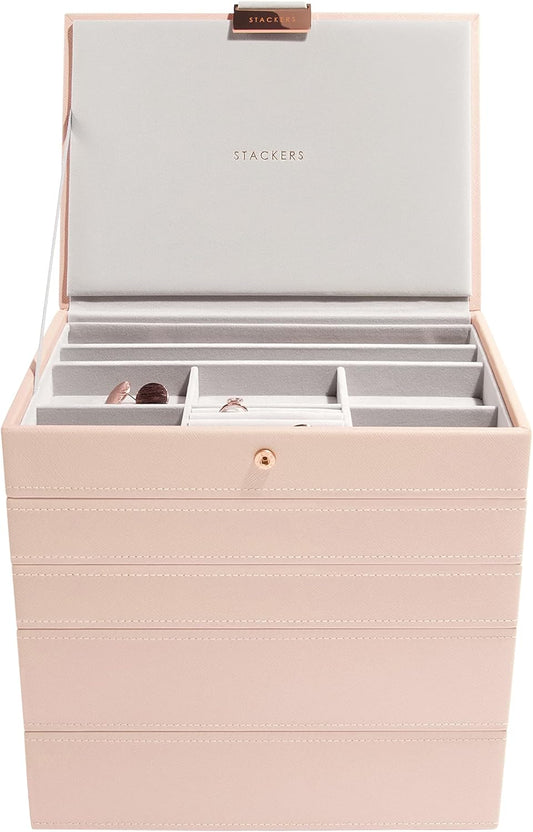 Stackers Blush Pink Classic Medium Jewellery Box, Set of 5