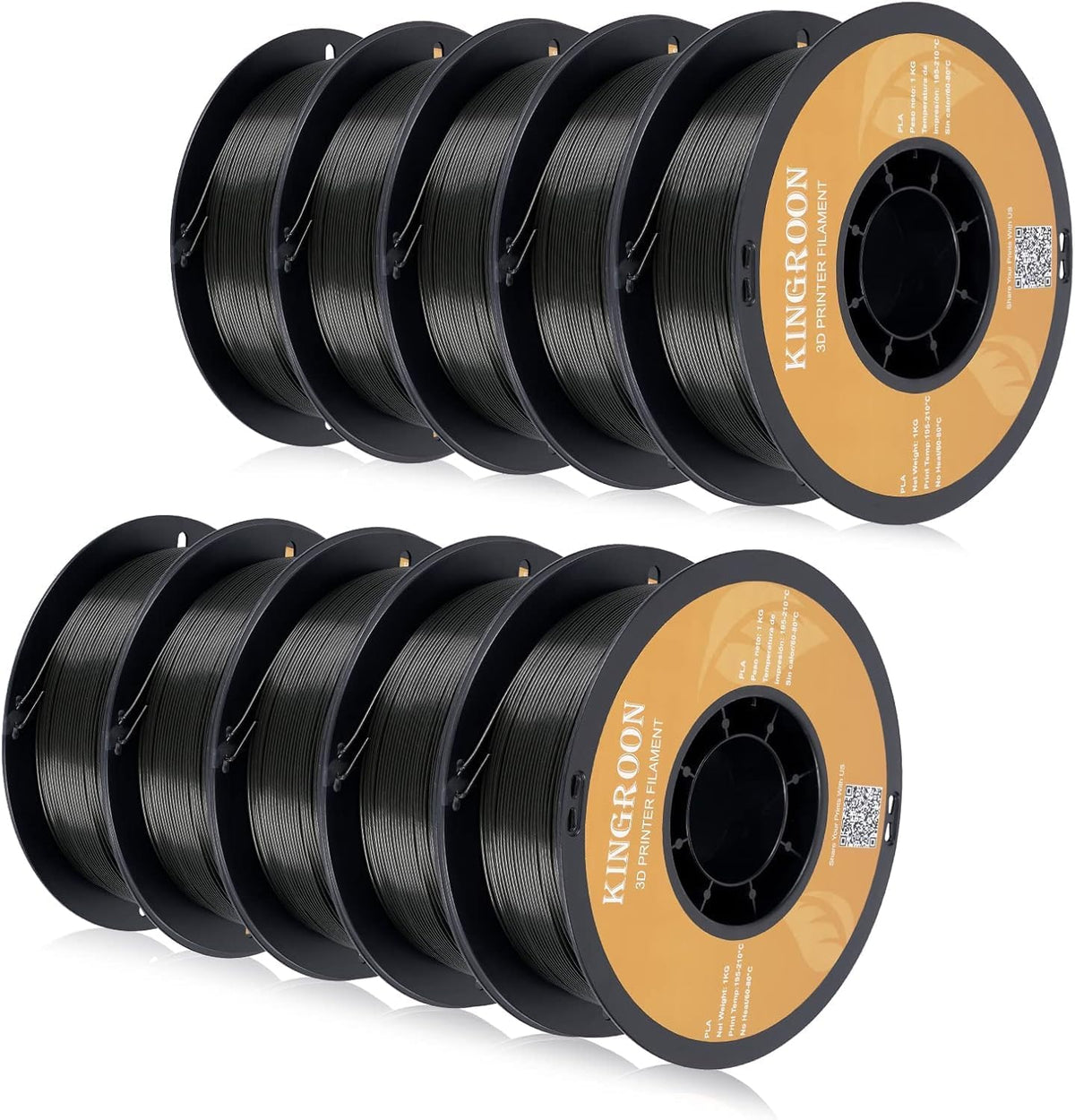 PLA Filament Bundel – 3D Printer Filament – 3D Print Draad – 3D Printer Draad – PLA 3D Filament – 10 kg Veelkleurig – Nauwkeurige Diameter ±0,03 mm – Vacuümverpakte Spoelen
