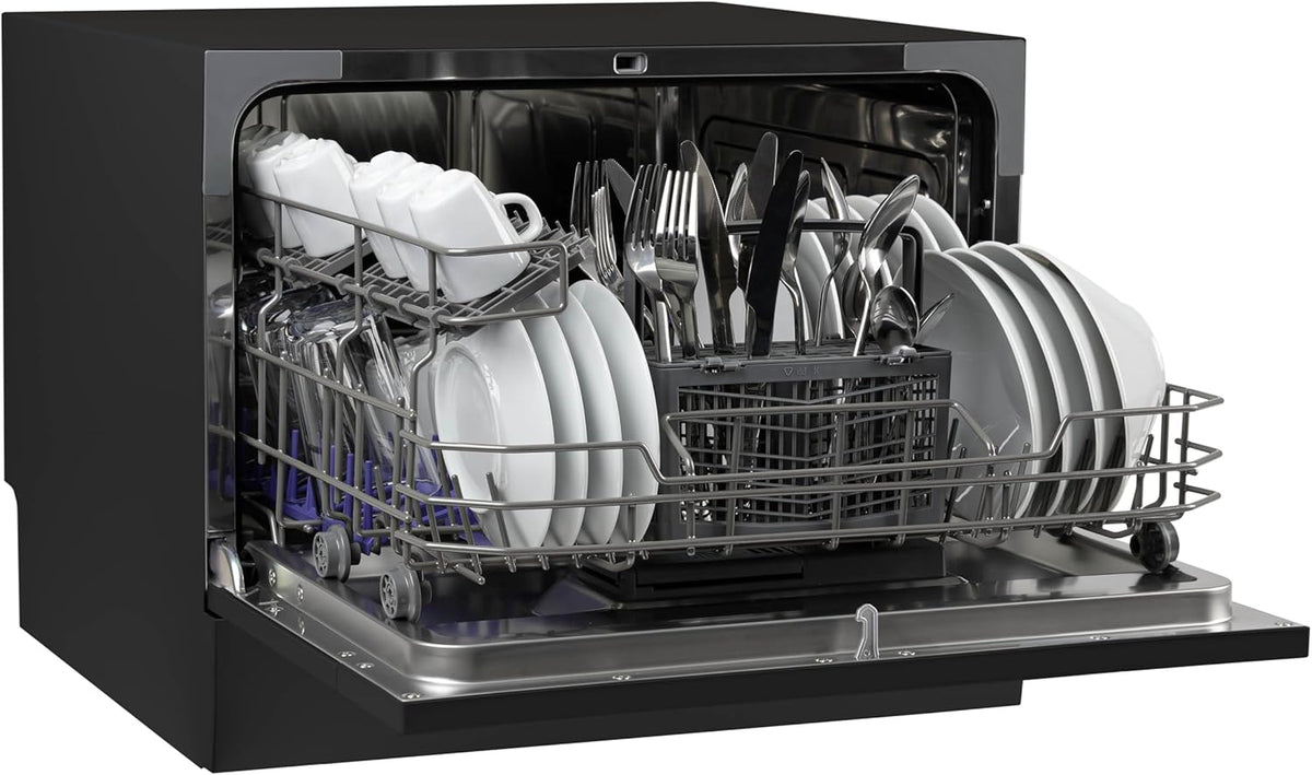 Tomado TDW5501B - Mini dishwasher - Small dishwasher - Freestanding - 6 place settings - 5 programs - Energy class D - Black