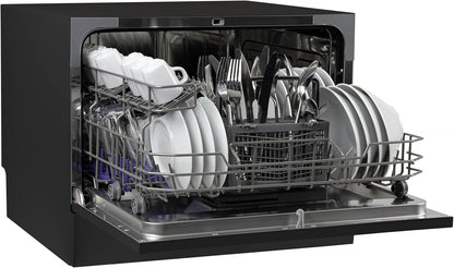Tomado TDW5501B - Mini dishwasher - Small dishwasher - Freestanding - 6 place settings - 5 programs - Energy class D - Black