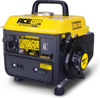 Aceup Energy 750 W stroomgenerator, benzine, draagbaar, ultralicht, met 230 V stopcontact voor camping