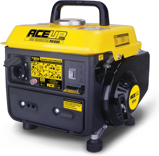 Aceup Energy 750 W stroomgenerator, benzine, draagbaar, ultralicht, met 230 V stopcontact voor camping