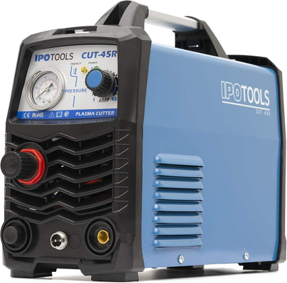IPOTOOLS Plasmasnijder CUT-45R Plasmasnijder, 45A tot 12 mm snijvermogen, inverter, lasapparaat, plasma-snijder met IGBT/HF-ontsteking, blauw, 230 V