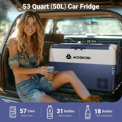 AAOBOSI Grote compressor-koelkast, temperatuurbereik -20 °C tot 20 °C, met app, extra grote inhoud, ideaal voor familiediners en ontmoetingen met vrienden.