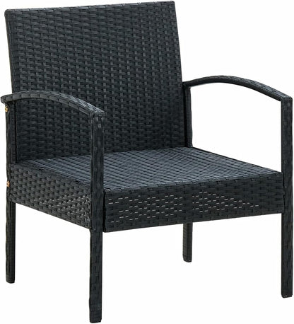 Tidyard Garden Chair with Poly Rattan Cushions, Garden Chairs with Armrests, Outdoor Chair, Rattan, Balcony, 58 x 58 x 72 cm - QUORE