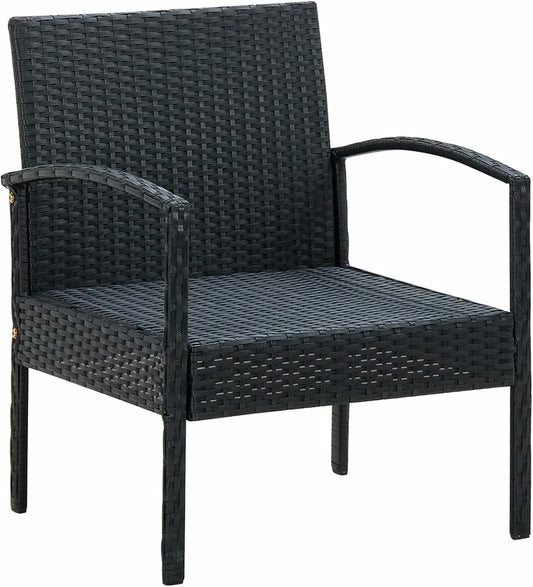 Tidyard Garden Chair with Poly Rattan Cushions, Garden Chairs with Armrests, Outdoor Chair, Rattan, Balcony, 58 x 58 x 72 cm - QUORE