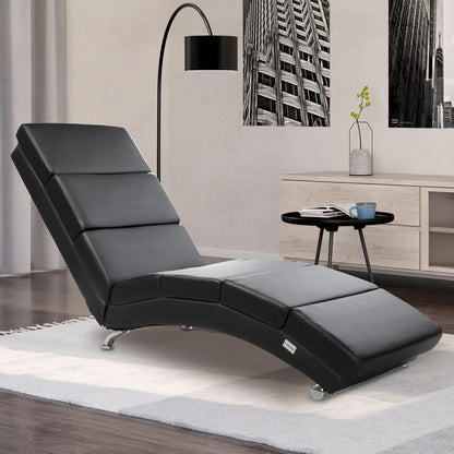 Casaria Relax Chair XXL London 186 x 89 x 55 cm Ergonomic Faux Leather Padded 180 kg Load Capacity Living Room Office Indoor Chaise Lounge Relax Chair Black - QUORE