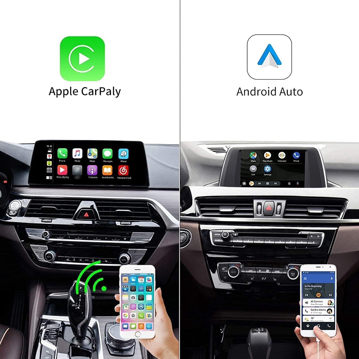 Ninetom Apple Carplay Draadloze adapter, decoder voor BMW NBT-systeem, X1, X3, X4, X5, X6-serie 2012-2016 jaar, ondersteunt draadloze Android Auto, Mirrorlink, GPS-navigatie, Siri, achteruitrijcamera