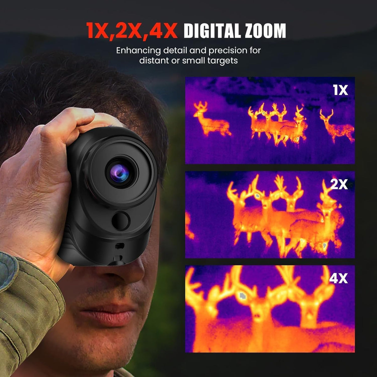 GOYOJO Handheld Thermische Monoculaire met 256x192 (25Hz) @12μm Warmtegevoelige Lens, Draadloze Connectiviteit voor Delen in Real-time, 6 Kleurpaletten voor Ontdekkingsreizigers (10mm)