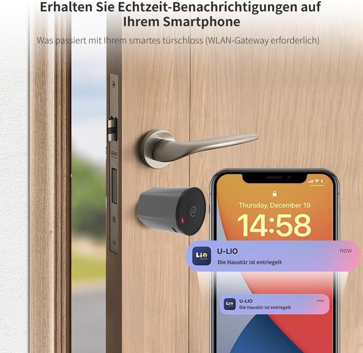Elektronisch deurslot met toetsenbord, slotcilinder 35/35 wifi Smart Lock, deur ontgrendelen via NFC-kaarten, cijfercode, app wifi-bediening, sleutel, slim deurslot met oplader.