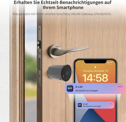 Elektronisch deurslot met toetsenbord, slotcilinder 35/35 wifi Smart Lock, deur ontgrendelen via NFC-kaarten, cijfercode, app wifi-bediening, sleutel, slim deurslot met oplader.