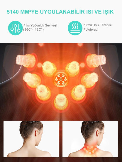 Opvouwbaar Nekmassageapparaat – Nekmassage – Schoudermassageapparaat – Shiatsu Massageapparaat – Massagekussen – 9 Massagekoppen – 5 Modi & 4 Warmte-/Vibratieniveaus