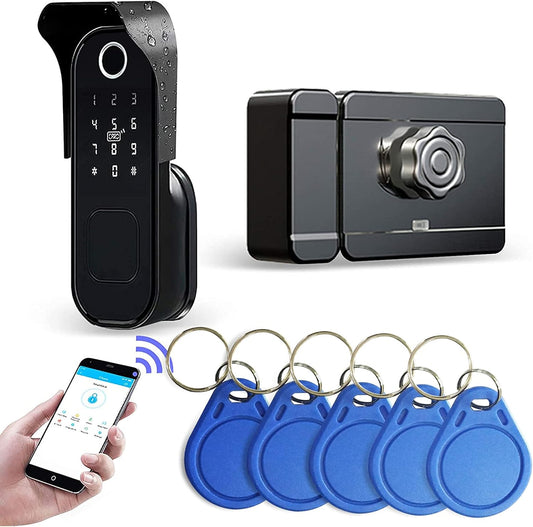Wolf Guard waterdicht slim slot, wifi-slot 5-in-1 wachtwoord, voor vingerafdrukherkenning, app, ondersteuning Alexa en Google Assistant voor deurbeveiliging