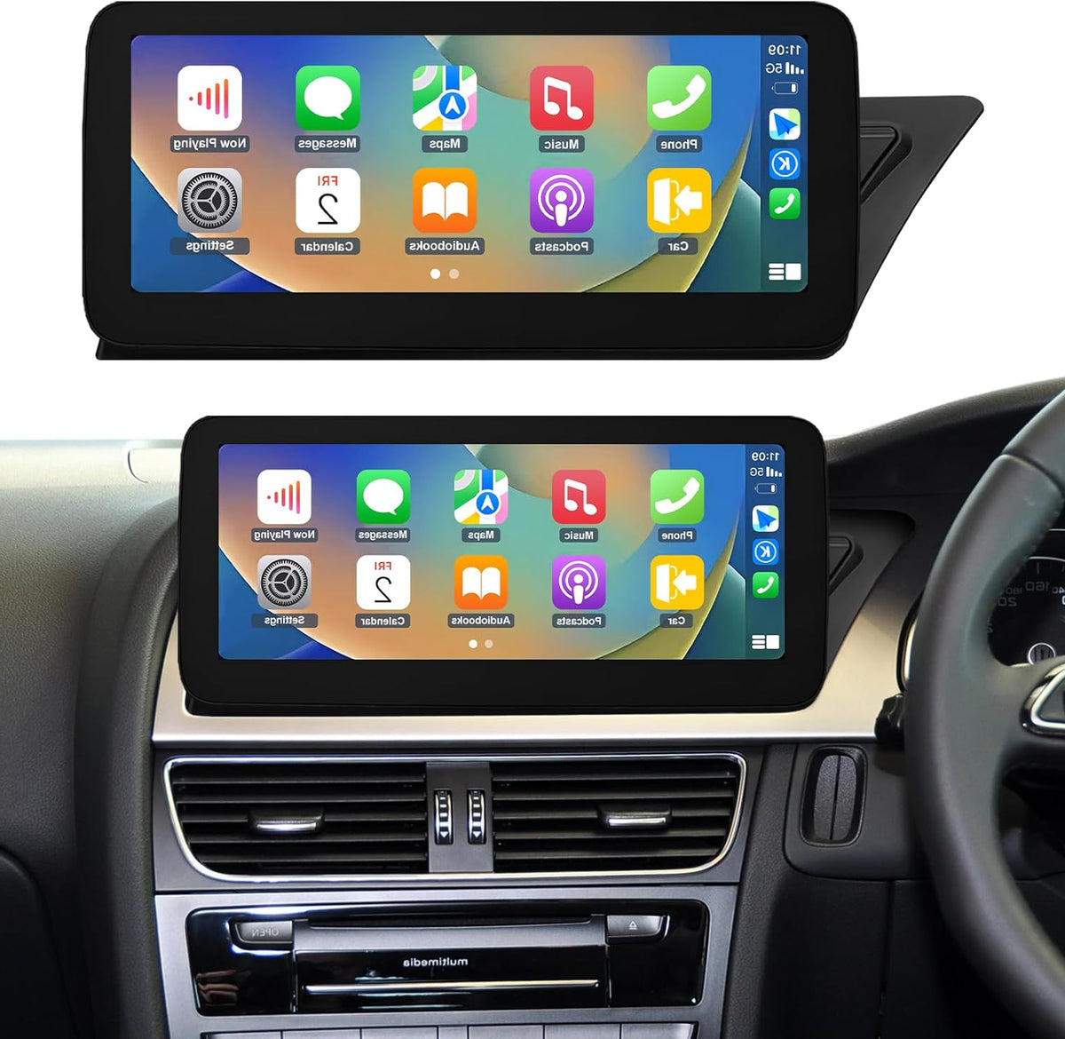 Road Top 12.3 Inch Car Radio Wireless CarPlay Touch Screen for Audi A4 A5 2009-2015 Year with 3GMMI, Car Radio Stereo Multimedia Screen, Support Wireless Android Auto, Navigation, Mirrorlink - QUORE