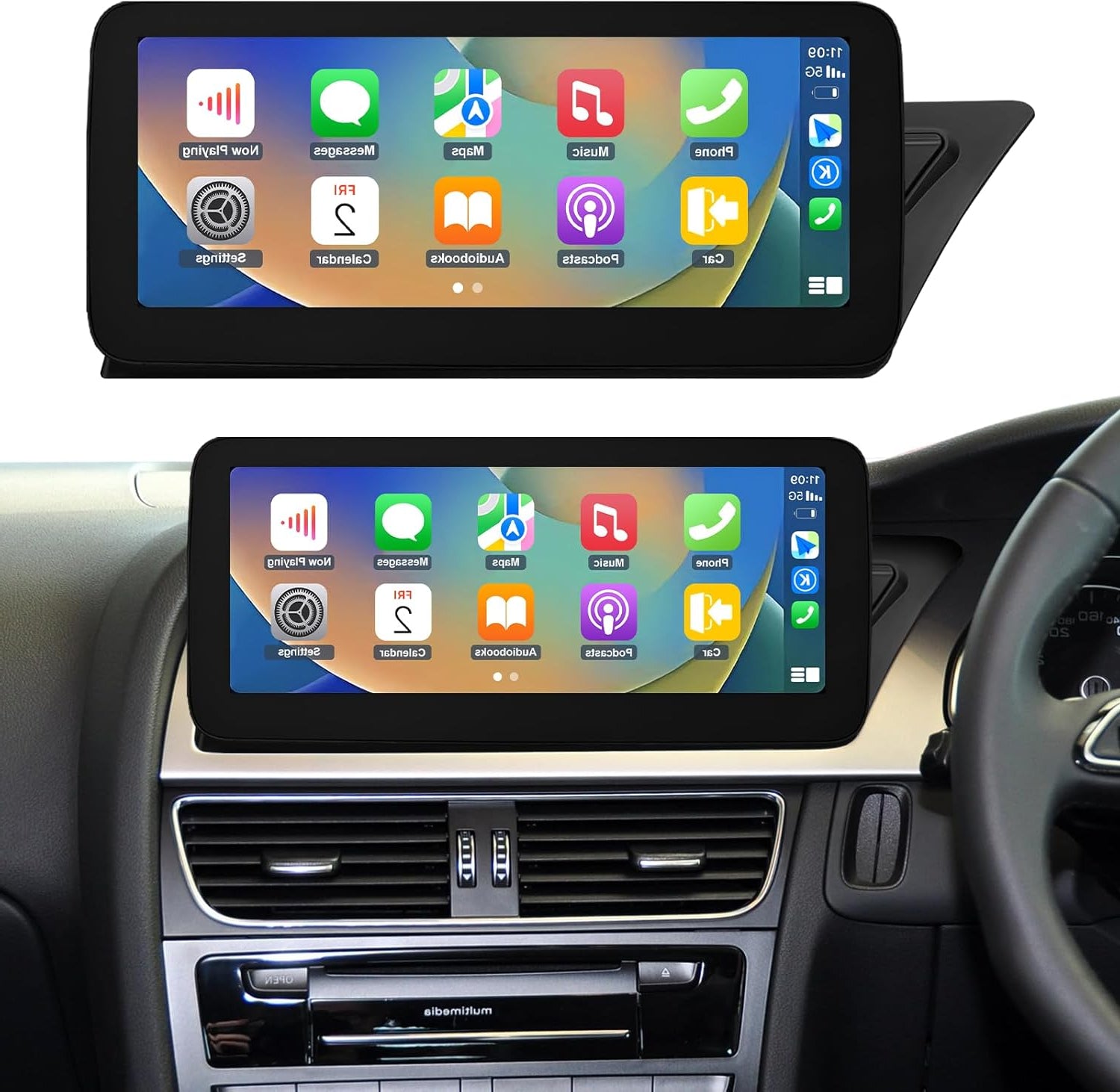 Road Top 12.3 Inch Car Radio Wireless CarPlay Touch Screen for Audi A4 A5 2009-2015 Year with 3GMMI, Car Radio Stereo Multimedia Screen, Support Wireless Android Auto, Navigation, Mirrorlink - QUORE