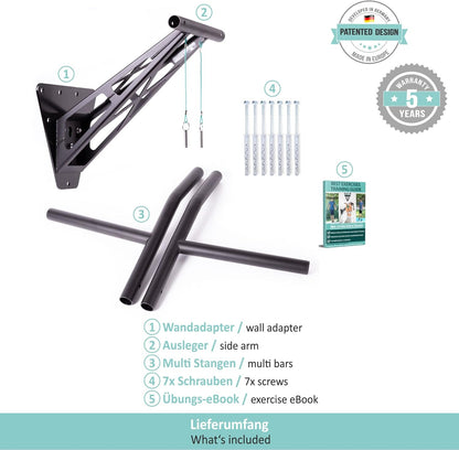 Portable Pullup & Dip Pull-Up Dip Bar, Mobile For Wall Mounted And Trees/Poles, Indoor & Outdoor Pull-Up Dip Bar Combi For Home And Garden/Park, Premium Quality Chin-Up Dip Bar - QUORE