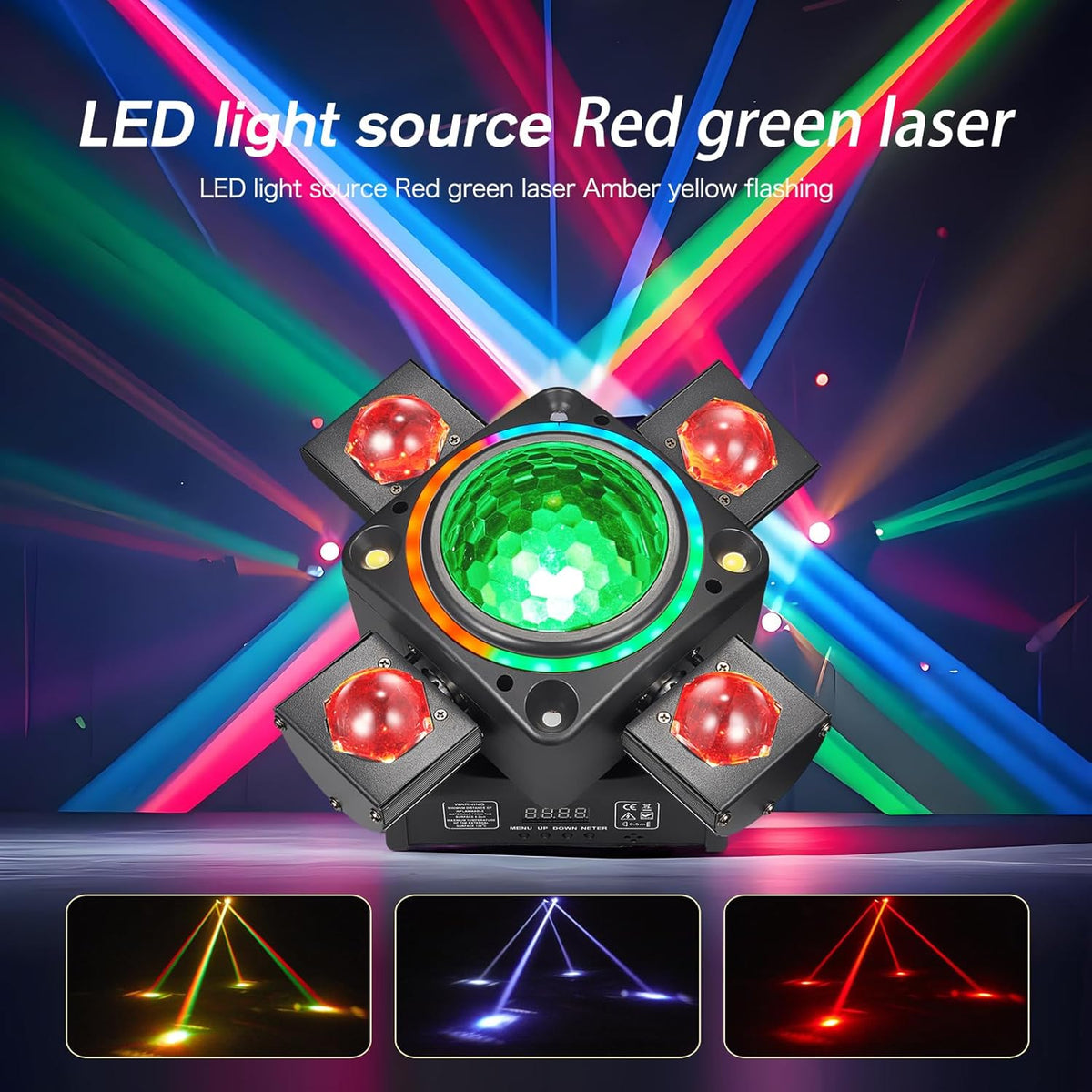 Disco Light Party Light, Moving Head XJG-102, LED RGB DJ Projector Muziek Gecontroleerde DJ Disco Lichten, DMX-effect Spotlight, voor KTV-reünie Bruiloft Verjaardag Halloween
