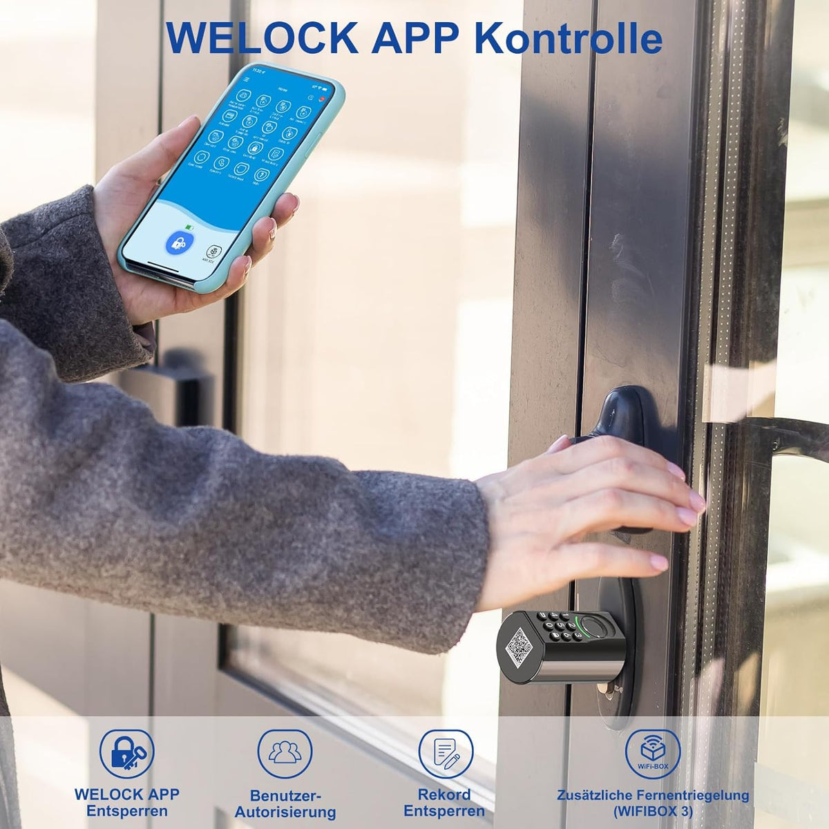 WELOCK T71 Deurslot, vingerafdruk, elektronisch deurslot, code, met RFID-kaart, app, wifi, vingerafdrukslot, huisdeur, IP65, slim deurslot, sluitcilinder voor deuren van 50-100 mm, Smart Lock