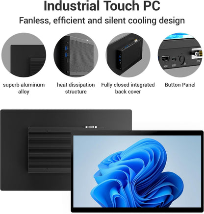 Panel PC Tablet All in One-HEIGAOLAPC Panel Tablet PC Win11 Pro, 15.6 Inch Industrial Touch Screen Monitor Computer, Celeron N5095, 8GB Ram 128GB ROM, 1920*1080 IPS, USB3.0*4, RS232, LAN, HDMI - QUORE