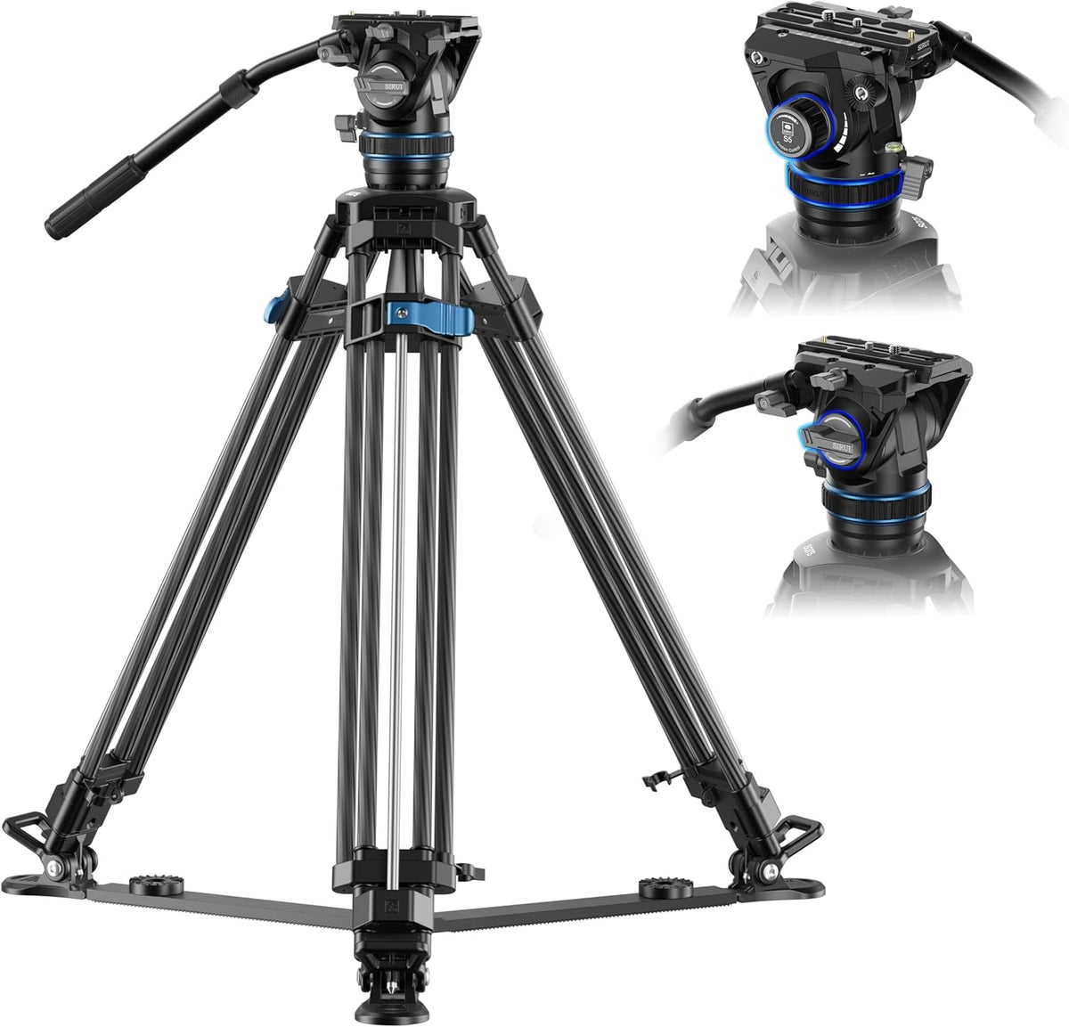 Videostatief – Camerastatief – Driepoot – Filmstatief – Statief Met Vloeistofkop – Carbonvezel 178 Cm – Traploze Demping En Dubbele Snelkoppelplaat