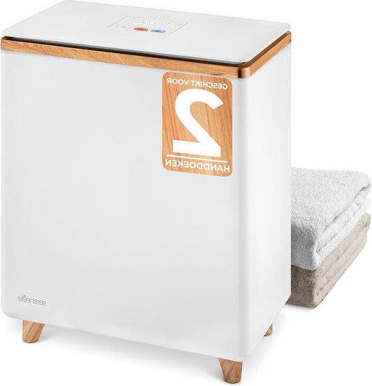 SereneLife Large Capacity Rectangular Bucket, Single Touch Towel & Blanket Warmer (Natural Wood), Stainless Steel, One Size - QUORE