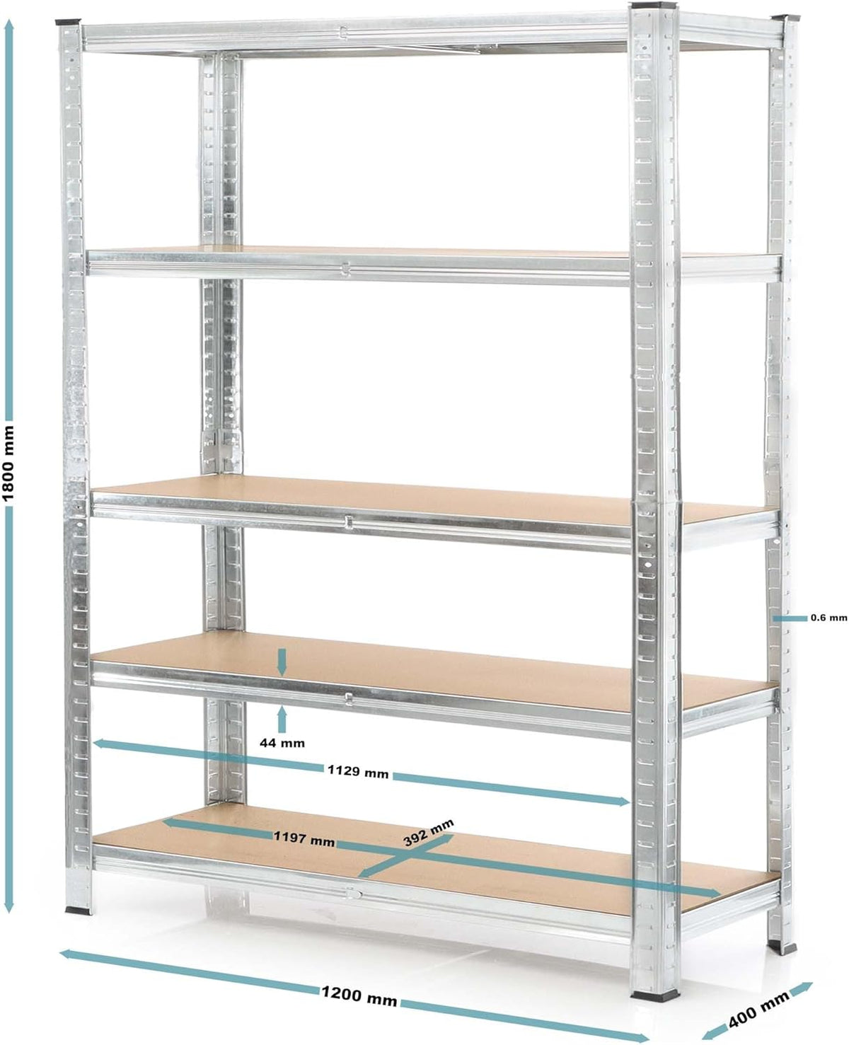 Wiltec 2x magazijnrek verzinkt 180x120x40 cm, totale draaglast 875 kg, stalen stellingkast, 5 planken