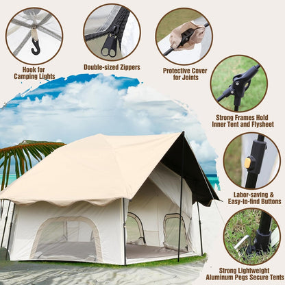 Chihee Pop-up staande tent, campingtent, familiekabinetent met luifel, veranda, 3-persoons, outdoortent met schermruimte, grote capaciteit, waterdicht en winddicht, eenvoudige opbouw, wandelen
