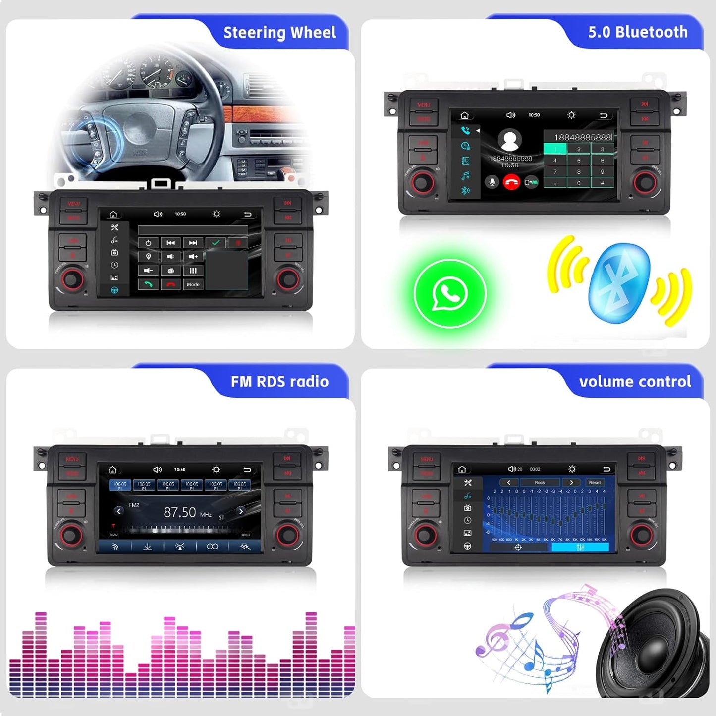 Autoradio BMW E46 – Auto Stereo – Multimedia Speler – Navigatiesysteem – Radio Ontvanger – Draadloze CarPlay & Android Auto – Linux Systeem Snelle Start – Touchscreen Bluetooth USB FM AM
