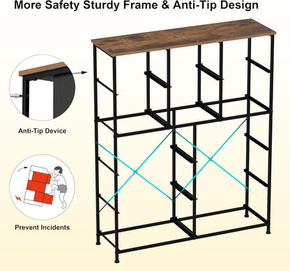 VEDECASA Commode met 12 laden, industriële ladekast, stoffen commode, metalen frame, houten oppervlak, stoffen laden voor woonkamer, kinderkamer, hal, rustiek
