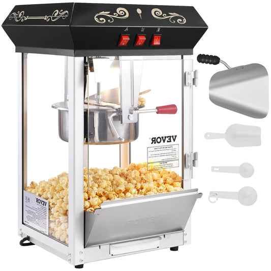 Popcornmachine – Popcornmaker – Popcornapparaat – Popcornpopper – Bioscoopmachine – 850W Vermogen – 8oz Ketelcapaciteit Voor 48 Koppen