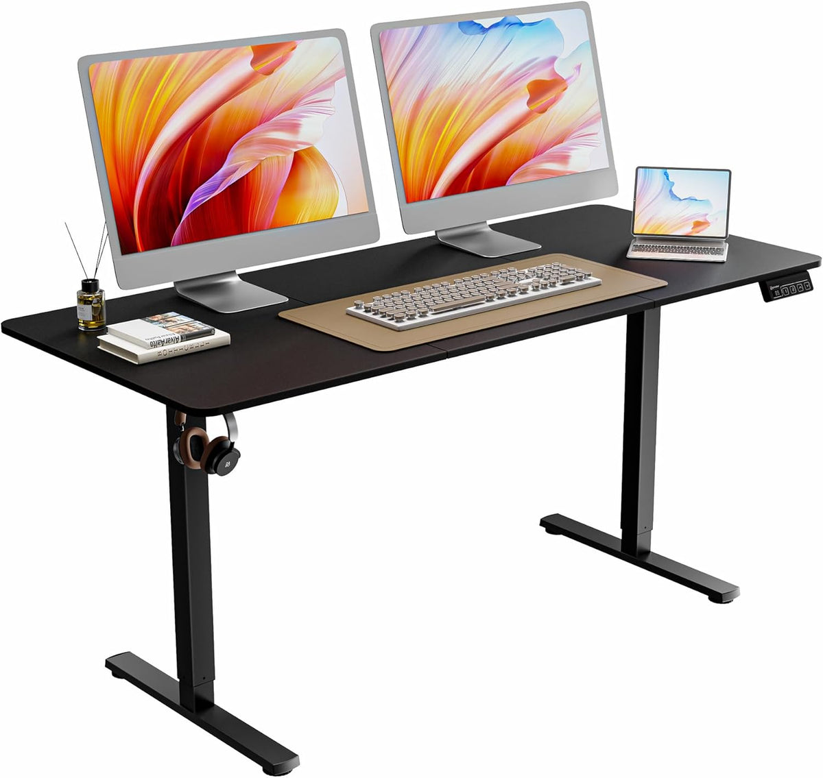ERGOMAKER Height Adjustable Desk, 160 x 70 cm, Desk, Height Adjustable, Electric with Memory Function, Ergonomic Table, Height Adjustable, White