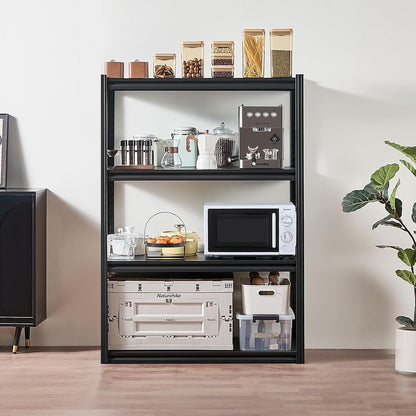 Opbergrek Zwart – Opslagrek – Stellingkast – Garagerek – Magazijnrek – 4 Lagen Verstelbaar – Draagvermogen Tot 2400 Lbs