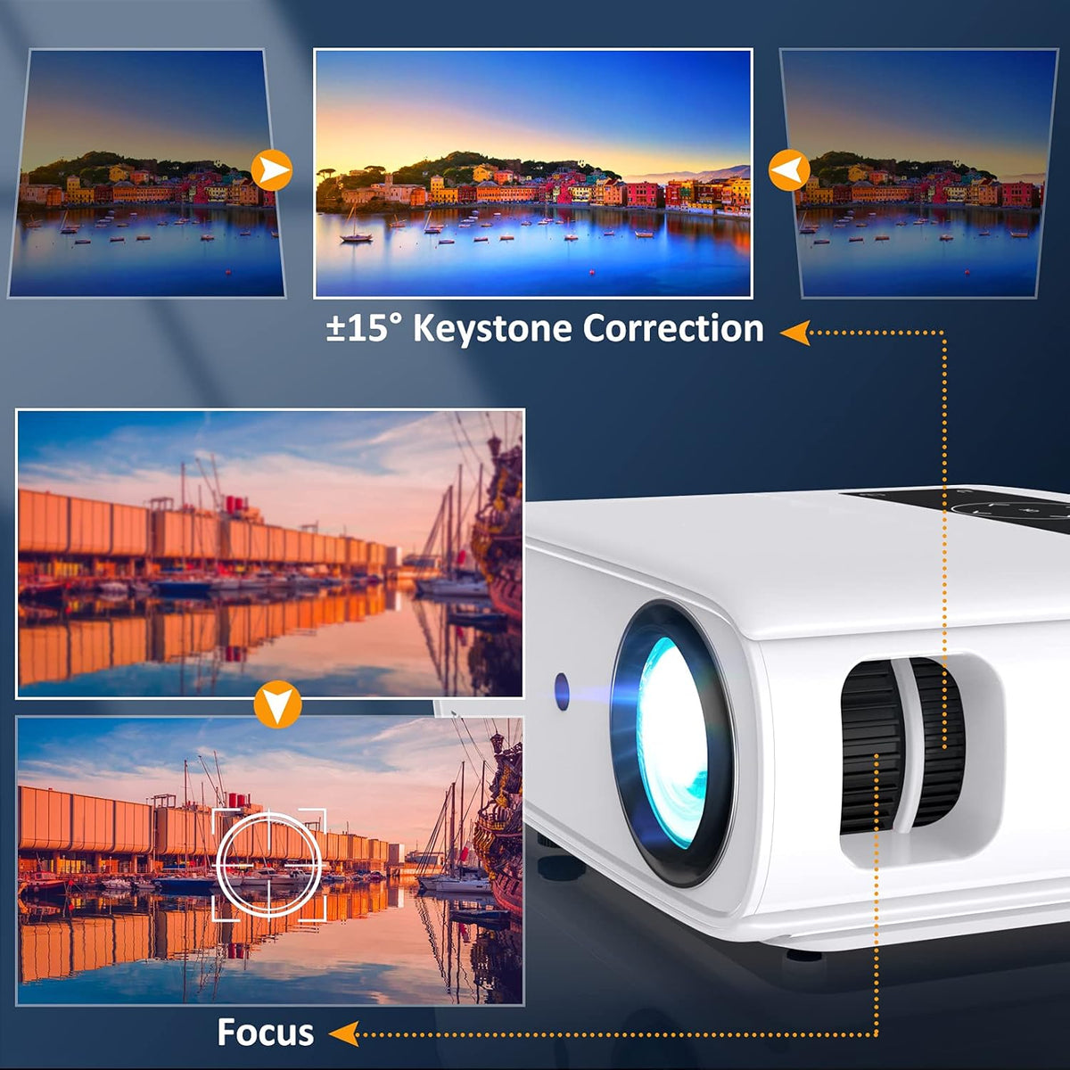 HOPVISION Beamer, Full HD 1080p, 15000 Lux, 5G WiFi Bluetooth, 4K ondersteund, thuisbioscoop, video, compatibel met thuis/outdoor, tv-stick, HDMI, USB, X-box, iOS/Android