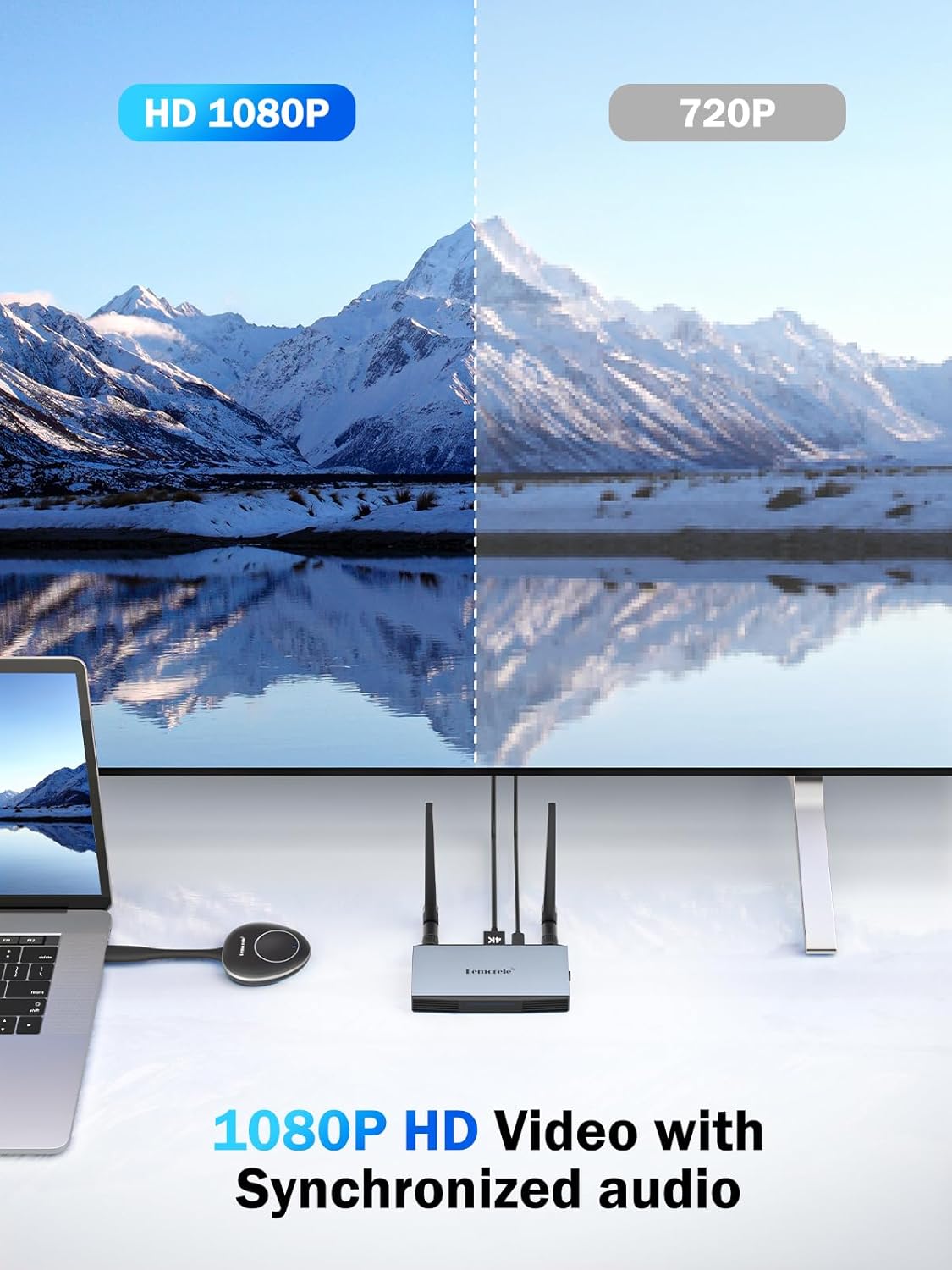Draadloze HDMI-zender en ontvanger, ondersteunt 8 TX naar 1 RX voor bedrijven en huizen, Lemorele FHD Plug & Play, HDMI draadloze HDMI draadloze overdracht voor het streamen van audio-video van laptop