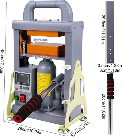 Victool Rosin Presse 5T, 600 W hydraulische hete pers, dubbelzijdige verwarming, extractiemachine voor colofonium, droogbloemen, bloemen, bloemenplantenextracten, nauwkeurige controller