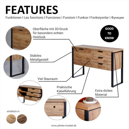 Jahnke Sideboard, Engineered Wood, Kerneiken, One Size