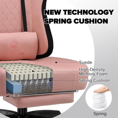 GTPLAYER Gaming Chair, Office Chair with Pocket Spring Cushion, Armrests and Hinged Footrest, Ergonomic Computer Chair with High Back and Lumbar Support OB - QUORE
