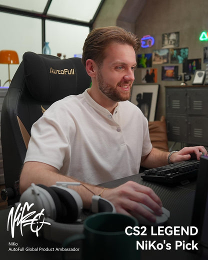 AutoFull M6 Ultra Gaming Stoel, Gaming-stoel met massagefunctie, 720° verstelbare armleuning, Auto Dynamic Tracking lendensteun, Ergonomische gaming stoel met voetsteun, Zwart