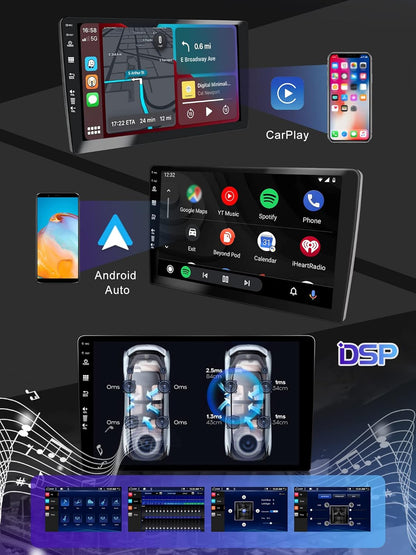 Android Autoradio – 2-DIN Autoradio – Multimedia Systeem – Inbouw Radio – Auto Entertainment – 9 Inch IPS Touchscreen – GPS Navigatie & Draadloos CarPlay