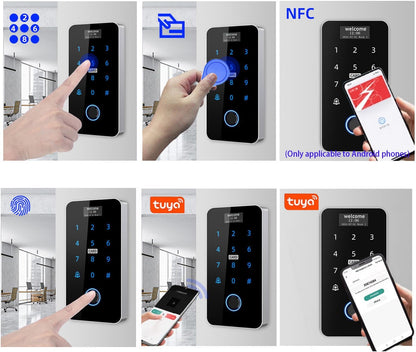 YAVIS Tuya WiFi Kit met Screen Vingerafdruk Access Controller IP68 Waterdichte Touch Keyboard RFID/IC Card Reader WG26/34180kg Elektrisch Magnetisch Slot, 3A Voeding, Deurbel, Knop
