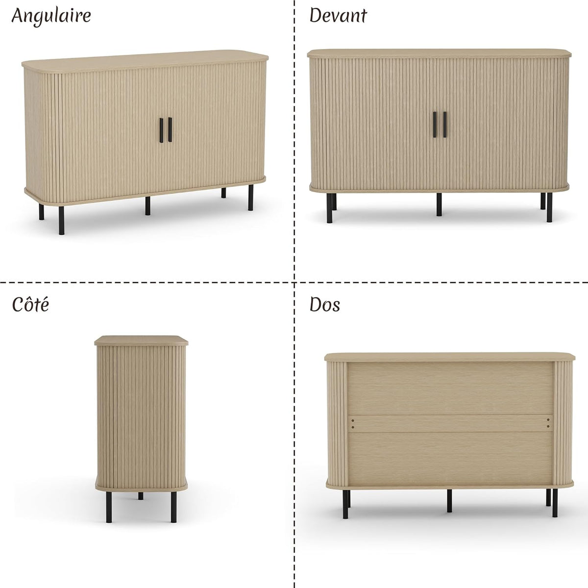 Sideboard, keukenkast met 2 schuifdeuren, verstelbare planken, opbergkast, koffiebar kast, dressoir voor keuken, eetkamer, woonkamer, 120 x 40 x 77 cm, houtkleurig