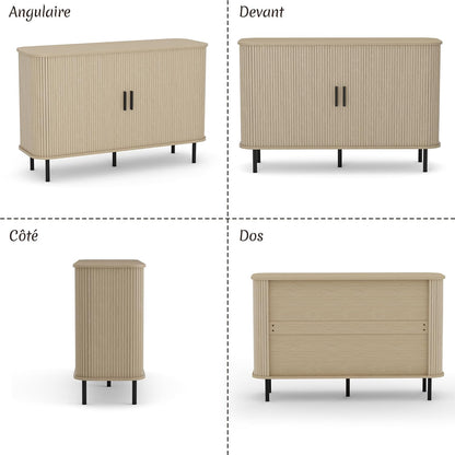Sideboard, keukenkast met 2 schuifdeuren, verstelbare planken, opbergkast, koffiebar kast, dressoir voor keuken, eetkamer, woonkamer, 120 x 40 x 77 cm, houtkleurig