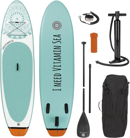 EASYmaxx Stand-up paddle-board 'I need Vitamin Sea' | SUP incl. draagtas, reparatiekit en luchtpomp, met praktische draaggreep | premium kwaliteit