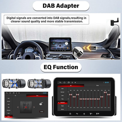 Autoradio 1 Din Android 13 (2G+32G) met Dab+ 7 inch IPS-touchscreen,Draadloze CarPlay, Android Auto, GPS, Bluetooth, Mirror Link, FM/RDS, SWC, Dubbel scherm,USB + microfoon, Achteruitrijcamera