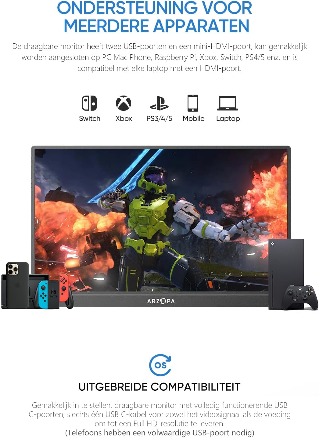 ARZOPA 2.5K Portable Monitor 16 Inch - 2560x1600 QHD, HDR 10-bit, 16:10 IPS - USB-C and HDMI Connection, Eye Protection - External Monitor for Laptop, Mac, PC, Phone, PS4/5, Xbox, Switch - Z1RC - QUORE