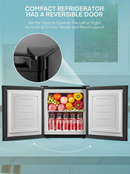 FOHERE Mini Freezer 32L -22℃ Small Compact Silent 43db Freezer Box, Interchangeable Door Hall, Chest Freezer Small, Perfect for Office Camping Outdoor (Black) [Energy Class E] - QUORE