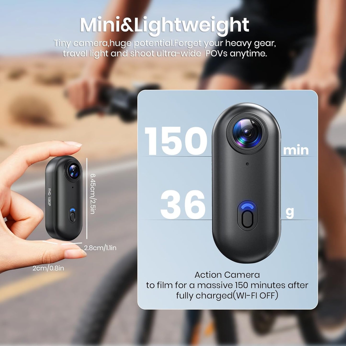 360° Actioncamera, mini POV draagbare bodycam, onderwatercamera 30m waterdicht, WiFi draagbare videorecorder 120° groothoek, 10+ accessoires