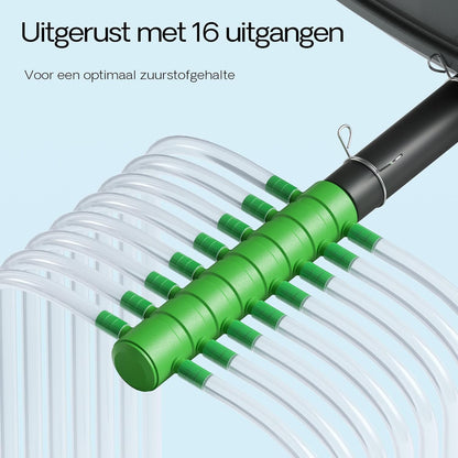 SunSun CAP-100 beluchtingspomp 70 W, luchtpomp voor 80 m³ aquarium en tuinvijver, vijverbeluchter 100 l/min met 16 luchtuitlaten, geluidsarme zuurstofpomp