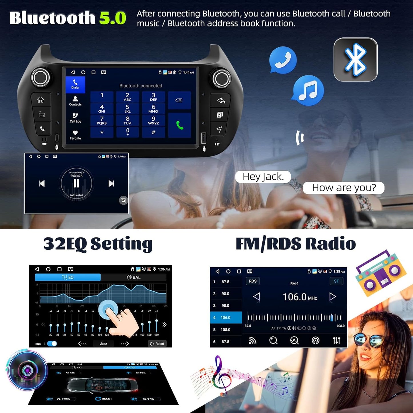 Android 15, 4G+64G GOHHDL Autoradio voor Fiat Fiorino Qubo Citroën Nemo Peugeot Bipper met Carplay Android Auto, 7 Inch 2Din Touchradio met GPS WiFi Bluetooth FM/RDS SWC Achteruitrijcamera & MIC