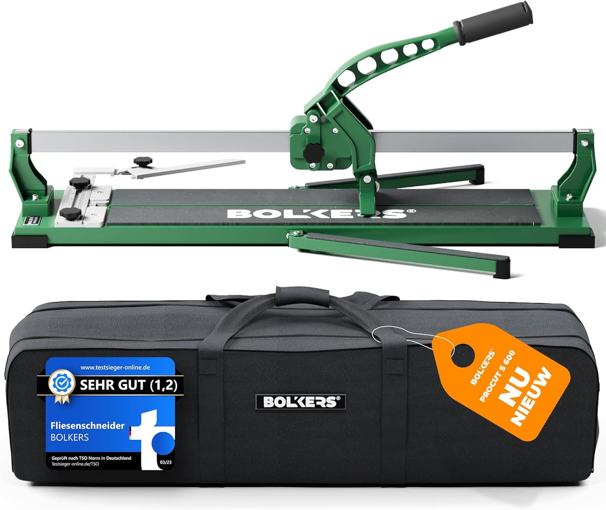 ProCut S 600 tegelsnijder - tegelsnijder met 600mm snijlengte - precieze sneden dankzij hardmetalen snijwiel met kogellager - tegelsnijmachine met magnetische breekstempel